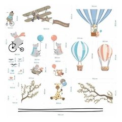 Adesivo de Parede Kit Completo Céu em Festa Balões e Animais Quarto Infantil Vintage na internet