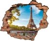 Adesivo de Parede Efeito 3D Buraco Na Parede Torre Eiffel Paris