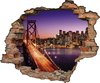 Adesivo de Parede Efeito 3D Buraco Na Parede Ponte Golden Gate