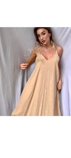 Vestido largo de lino sand en internet