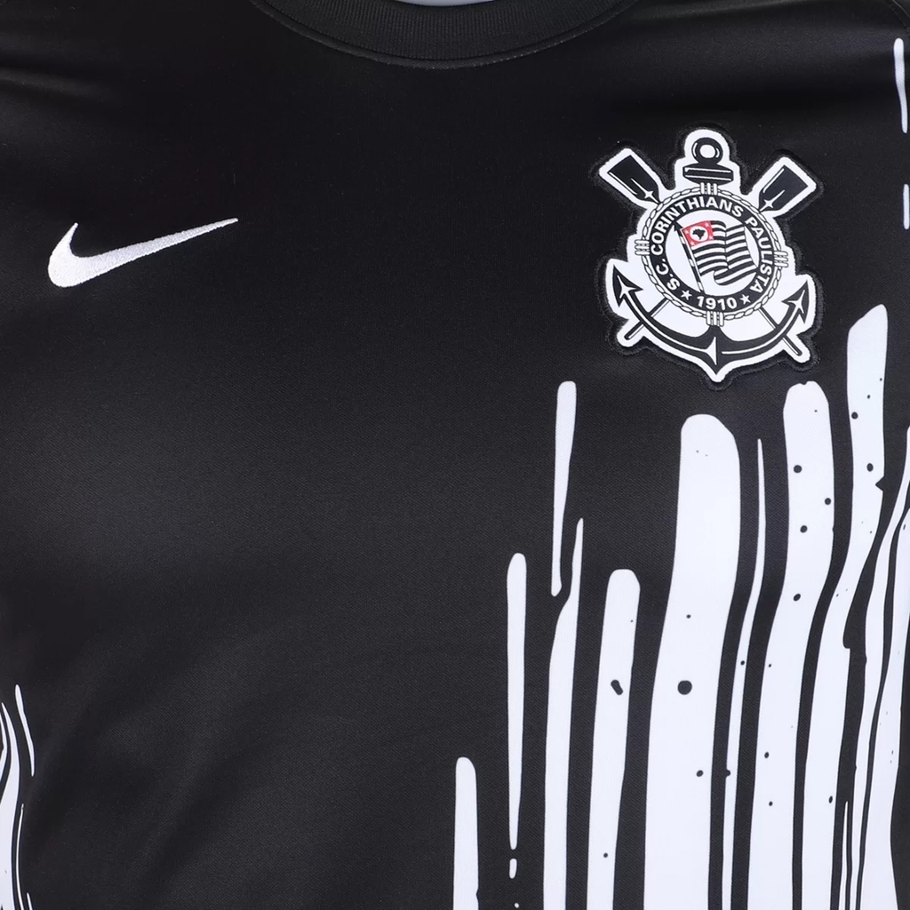 Camisa Corinthians Juvenil Pré-Jogo Nike - Branco+Preto