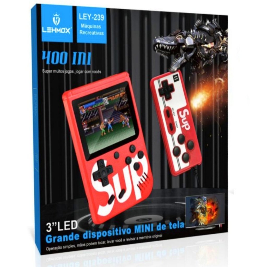 Mini Vídeo Game Clássico 400 Jogos Mini 2 Player Com Controle