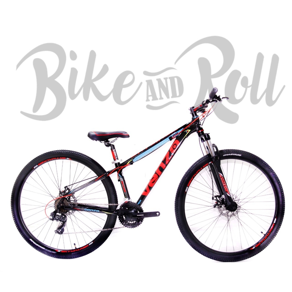 VENZO SKYLINE talle XL - ROD 29 - 24 vel - DISCO - NEGRO ROJO CELESTE