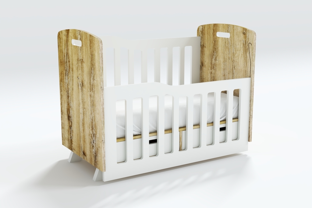 Cuna Nordica Escandinava Cajonera Y Baranda Deslizable