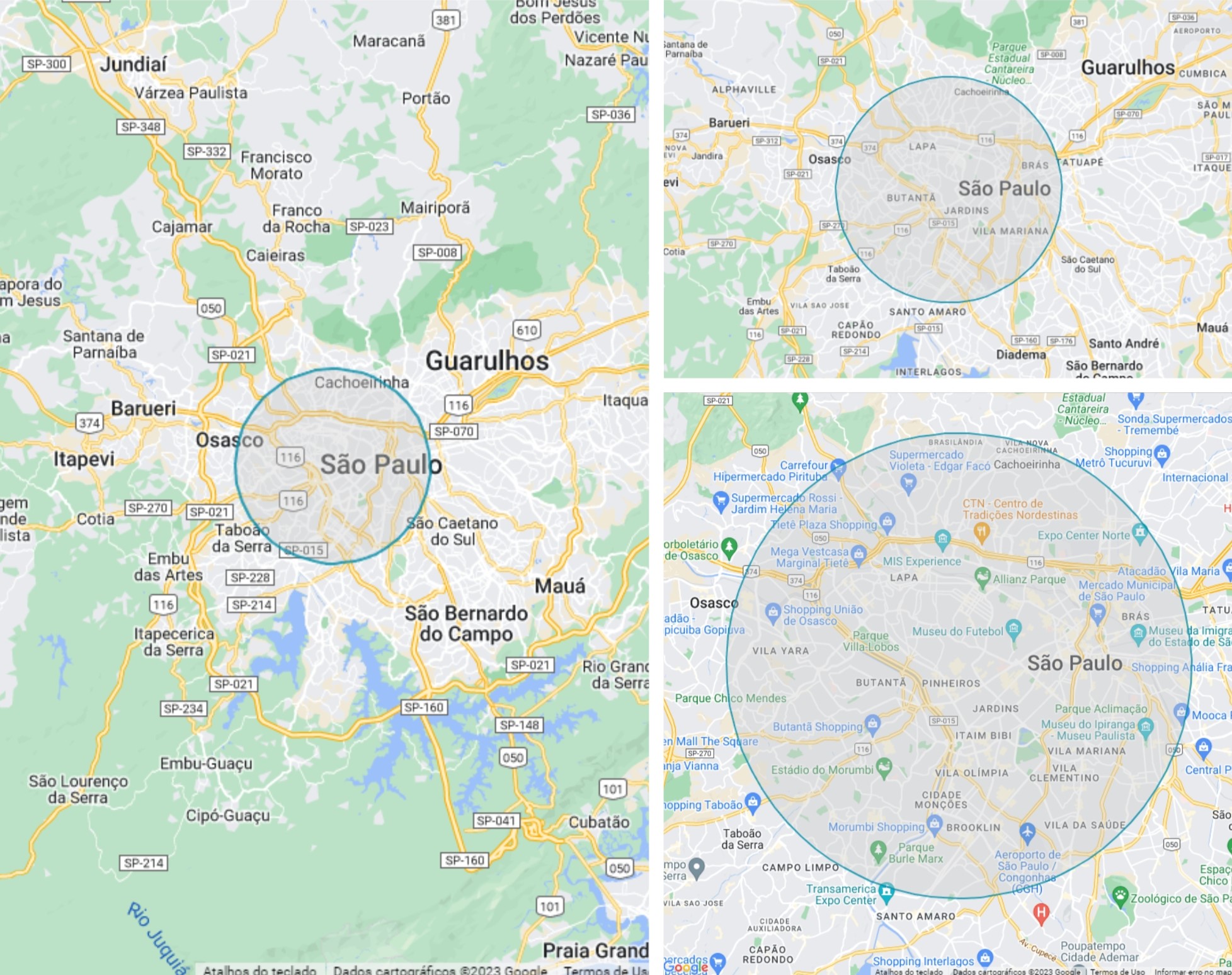 Mapa da área de entrega da Arranjo Tropical na cidade de São Paulo