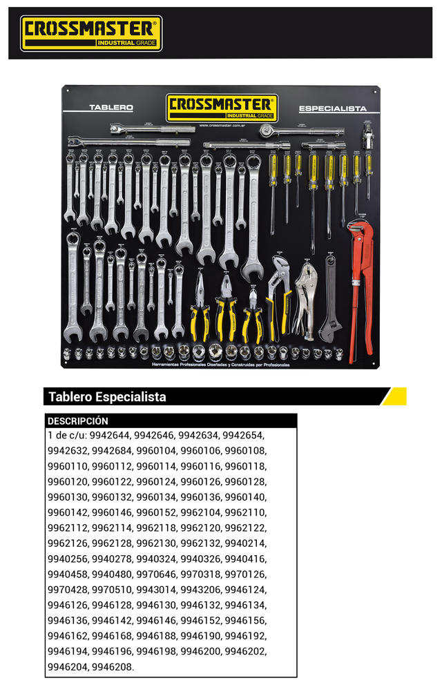 Exhibidor Tablero Especialista Herramientas Crossmaster