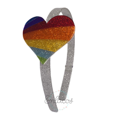 Tiara Acrílico Now United Coração Colorido Glitter - comprar online