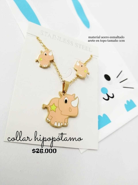 SET COLLAR RINOCERONTE - Comprar en yajoba accesorios SET COLLAR RINOCERONTE - Comprar en yajoba accesorios