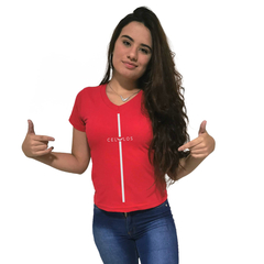 Camiseta Feminina Gola V Cellos Stripe Premium - QESTILOS - Todos os estilos em um só lugar