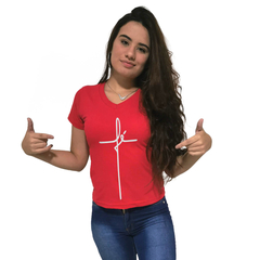 Camiseta Feminina Gola V Cellos Fé Premium