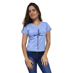 Camiseta Feminina Gola V Cellos Fé Premium - QESTILOS - Todos os estilos em um só lugar
