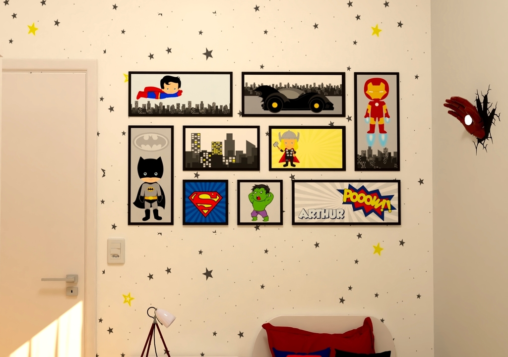 Quadro Decorativo Batman Desenho Heróis Geek Salas Quartos Com Moldura