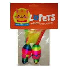 Juguete para Gato Ratones Multicolores Lopets Kit 2 Und