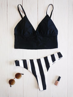 Bikini Mad Negra con Rayas - tienda online