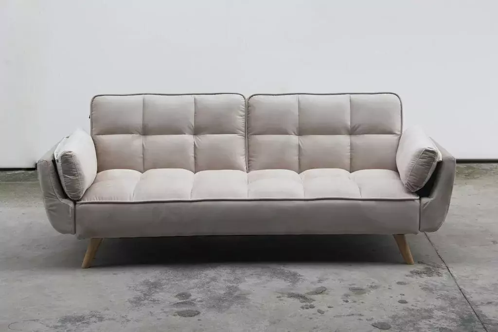 Sofa Cama Oslo Base De Madera Tela Pana