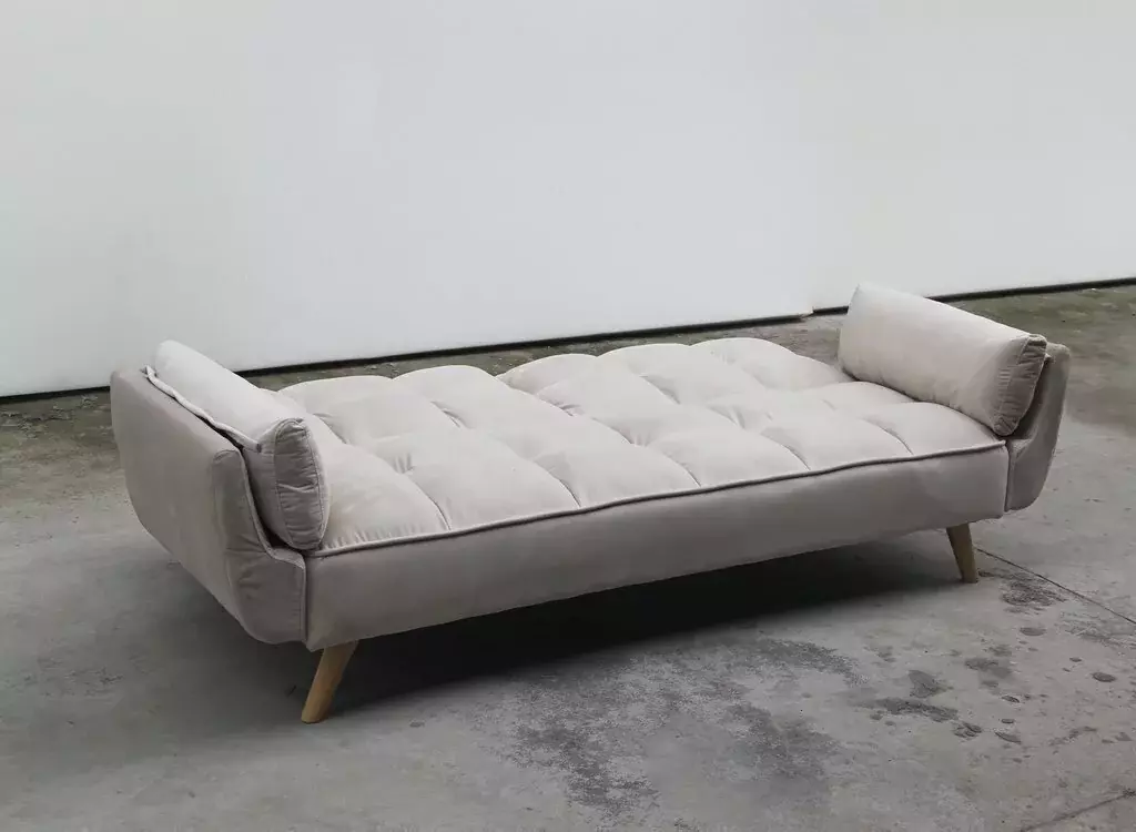 Sofa Cama Oslo Base De Madera Tela Pana