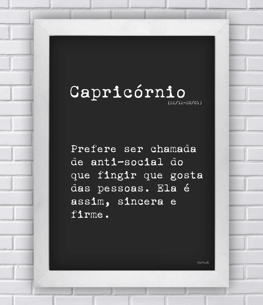 Quadro Frase SIGNO CAPRICÓRNIO PRETO