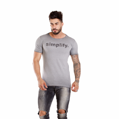 Camiseta Masculina Slim Fit Riviera Manga Curta Lavada Simplify Cinza