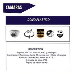 Cámara HD-TVI Domo Plástica 1080p Infrarroja Hikvision - DS-2CE56D0T-IPF en internet