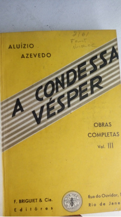 A Condessa Vésper Da Coleção Obras Completas Vol 3 Capa Dura