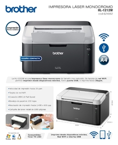 Impresora Laser Brother HL-1212W Monocromatica - comprar online