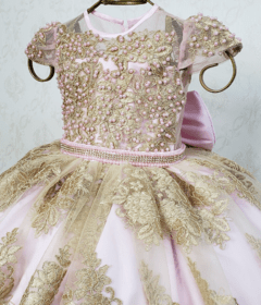 Vestido Realeza Rosa e Dourado - comprar online