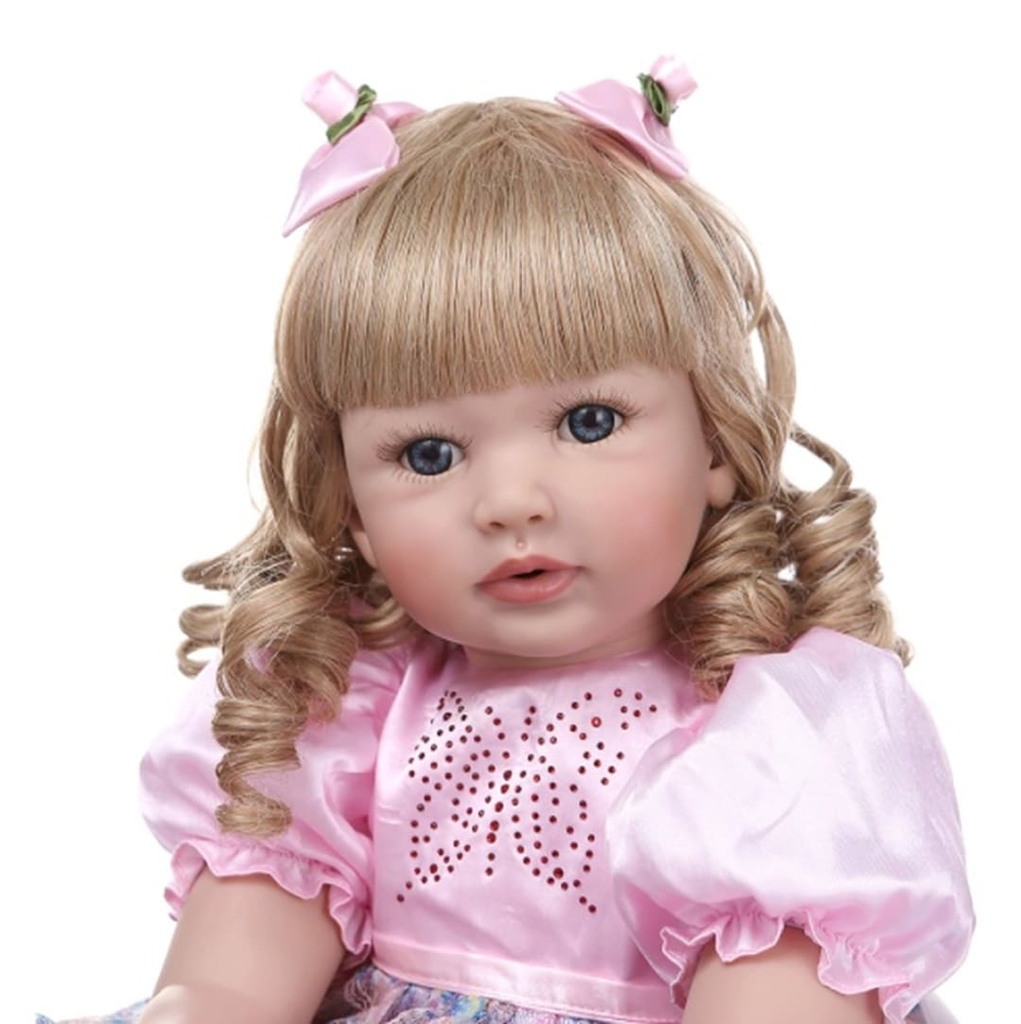 Bebê Reborn Realista Loira De Silicone Princesa Real Rosa na