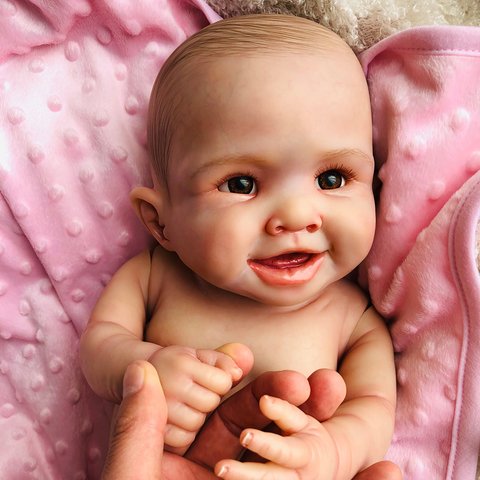Boneca Bebê Reborn Baby Kiss Morena Cabelo Longo Castanho SID-NYL Parece Um  Bebezinho de Verdade Realista REF 908