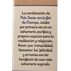 Sahumerio PALO SANTO con CHAMPA - Sagrada Madre - comprar online
