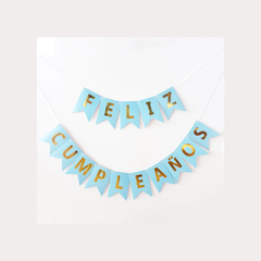 BANDERÍN FELIZ CUMPLE CELESTE PASTEL
