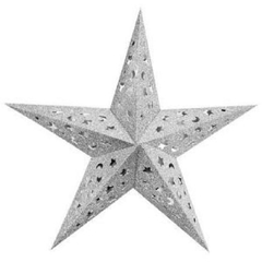 DECORACIÓN ESTRELLA PLATEADA 5 PUNTAS GLITTER 30 Cm