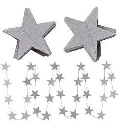 GUIRNALDA ESTRELLITAS PLATEADAS GLITTER 150 Cm