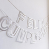 GUIRNALDA FELIZ CUMPLEAÑOS CALADO EN PLATEADO CON GLITTER