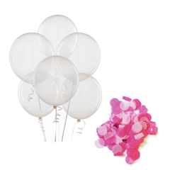 Set de globos confetti colores rosas