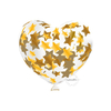 SET DE 6 GLOBOS CORAZON CRISTAL CON CONFETTI ESTRELLAS GRANDES DORADAS