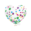 SET DE 6 GLOBOS CORAZON CRISTAL CON CONFETTI CÍRCULOS MULTICOLOR