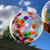 SET DE 6 GLOBOS CRISTAL CON CONFETTI CÍRCULOS MULTICOLORES