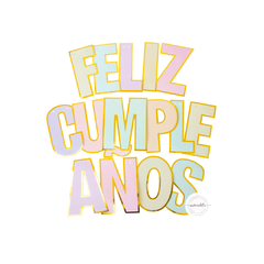 GUIRNALDA FELIZ CUMPLE COLORES PASTELES CON BORDES DORADOS