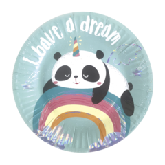 PLATO DE POLIPAPEL PANDA (metalizado) x 6 un