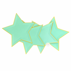 PLATO ESTRELLA VERDE AGUA X 10 UNIDADES