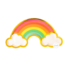 PLATO RAINBOW CON BORDES DORADOS X 5 UNIDADES