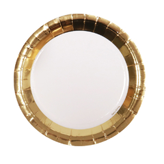 PLATO DE POLIPAPEL BORDE DORADO X 6 UNIDADES
