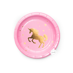 PLATO UNICORNIO ROSA PASTEL X 6