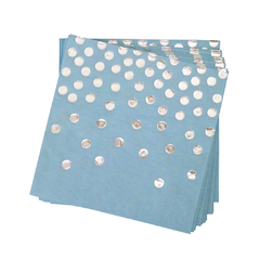 SERVILLETA DE PAPEL CELESTE CON LUNARES PLATEADOS