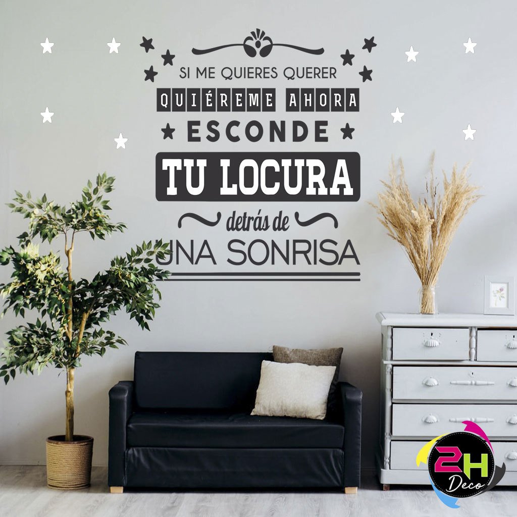 vinilos decorativos con frases para pared si me quieres querer