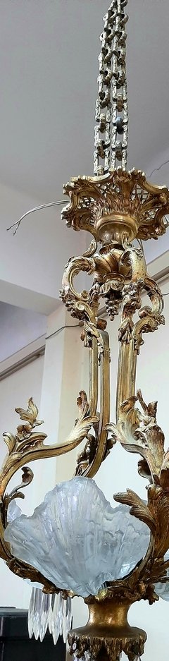 Araña francesa antigua de bronce dorado estilo Luis XV en internet