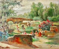 Cuadro al óleo sobre tabla, firmado García y Rodriguez