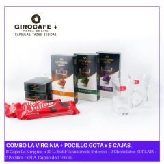 COMBO LA VIRGINIA + POCILLO GOTA x 5 CAJAS.