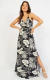 Vestido Longo Estampado Raven Preto
