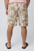 Short Boxer Longo Estampa Coqueiros com Elastano Bege